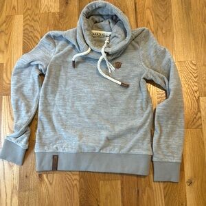 Naketano Velour Hoodie Womens L Gray Cozy Minimalist Neutral Lounge Athlesiure